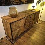 24474 Sideboard Dressoir Teak 1,80 m, Nieuw, 150 tot 200 cm, 25 tot 50 cm, Metaal