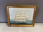 Antiek olie schilderij - H.M.S. Caroline - James Fox - Galwa, Antiek en Kunst, Kunst | Schilderijen | Klassiek, Ophalen of Verzenden