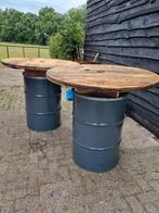 Unieke industriële statafels van kabelhaspels en vaten, Ophalen of Verzenden, Gebruikt