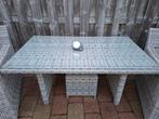 Rieten tuintafel met glasplaat, Ophalen, Zo goed als nieuw, Rechthoekig
