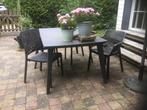 Tuinset, antraciet, kunststof, tafel, 4 stoelen., Ophalen, Gebruikt, Kunststof