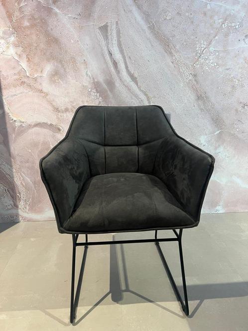 Luxe eetkamerstoel ecoleder bull - graphite, Huis en Inrichting, Stoelen, Nieuw, Eén, Kunststof, Stof, Zwart, Ophalen