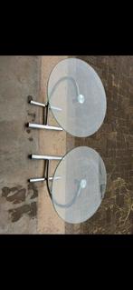 Glazen salontafel met metalen frame, Minder dan 55 cm, Gebruikt, Rond, Glas