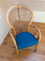 Rotan stoel pauwenstoel fauteuil rieten stoel vintage, Huis en Inrichting, Stoelen, Ophalen, Gebruikt, Bruin, Riet of Rotan