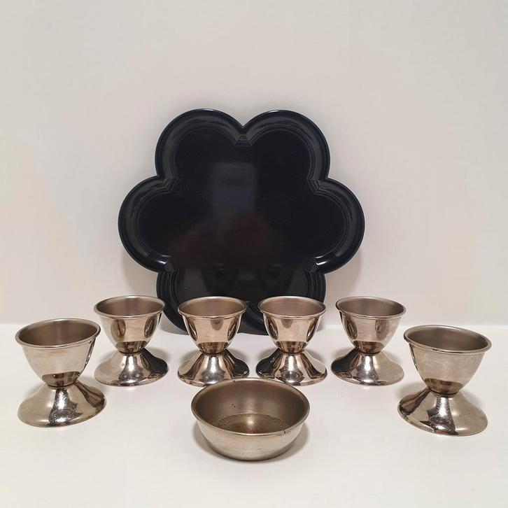 Vintage eierdopjes met zoutbakje, Huis en Inrichting, Keuken | Keukenbenodigdheden, Zo goed als nieuw, Ophalen of Verzenden
