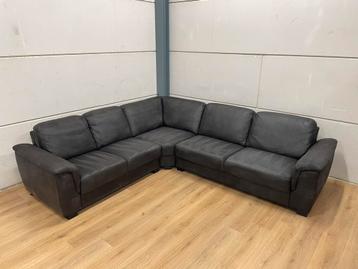 Mooie luxe suede zwarte hoekbank - GEREINIGD!!! beschikbaar voor biedingen