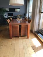 Mahonie houten tafel met 4 Lloyd Loom stoelen, Antiek en Kunst, Ophalen