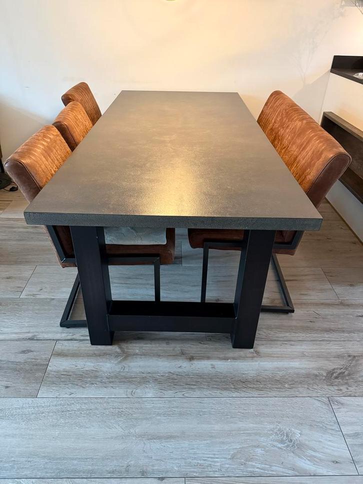 Moderne eettafel met stoelen, Huis en Inrichting, Tafels | Eettafels, Zo goed als nieuw, 50 tot 100 cm, 200 cm of meer, Vijf personen of meer