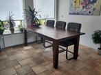 Hardhouten eettafel 210 x 95, Ophalen, Gebruikt, 200 cm of meer, 50 tot 100 cm