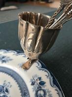 Theelepel gebaksvorkjes  houder versilverd retro vintage, Antiek en Kunst, Antiek | Goud en Zilver, Ophalen of Verzenden, Zilver