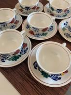 Boerenbont theekopjes en schoteltjes (7 stuks), Antiek en Kunst, Antiek | Servies compleet, Ophalen of Verzenden