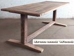 Oud eiken stoere maatwerk barnwood kasteeltafel - tafel, Ophalen, Nieuw