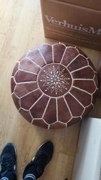 Te koop  leren poef 30 hoog 50 rond, Ophalen, Rond