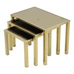 Hollywood Regency Nesttafels Belgo Chrom 23kt Goud Verguld, Ophalen, Gebruikt, Minder dan 50 cm, Glas