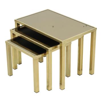 Hollywood Regency Nesttafels Belgo Chrom 23kt Goud Verguld beschikbaar voor biedingen