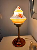 Art -Deco tafel lamp koperen voet, Ophalen of Verzenden