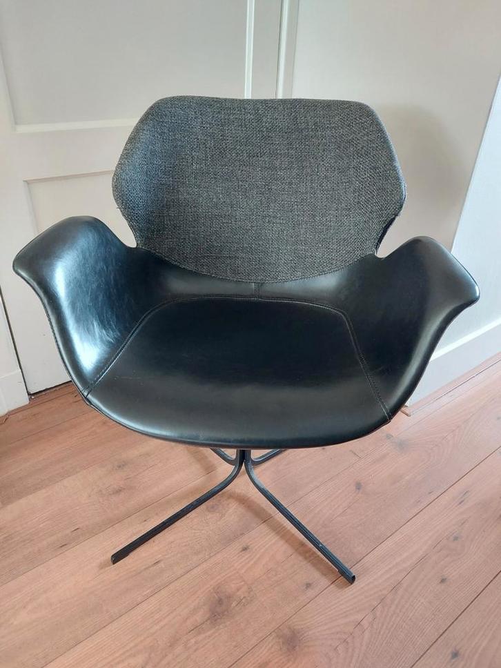 Zuiver Eetkamerstoel - Zwart/Grijs, Huis en Inrichting, Stoelen, Gebruikt, Vier, Leer, Metaal, Stof, Zwart, Ophalen