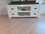 Witte TV-meubel met opbergruimte, Huis en Inrichting, Kasten | Televisiemeubels, Ophalen, Gebruikt, 100 tot 150 cm, Minder dan 100 cm