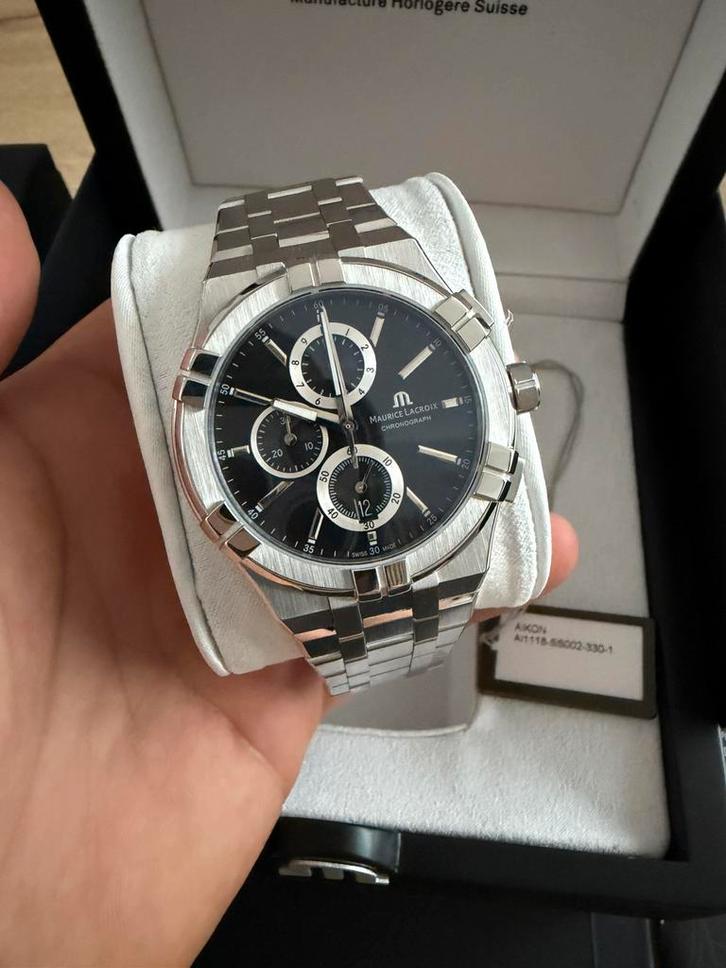 Maurice Lacroix Heren Horloge 41mm Zwart / Tags / Zgan, Sieraden, Tassen en Uiterlijk, Horloges | Heren, Zo goed als nieuw, Polshorloge