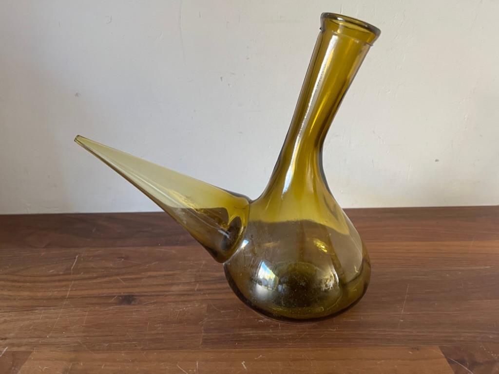 Vintage Spaanse Porron – Amberkleurig, Ophalen of Verzenden