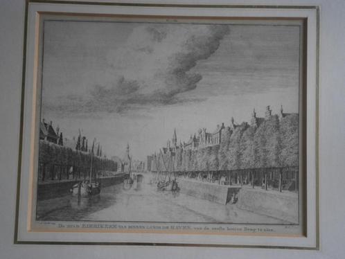 Zierikzee, Mooie oude gravure langs de Haven 1745, Antiek en Kunst, Kunst | Etsen en Gravures, Ophalen