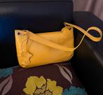 Gele vintage leren handtas, Ophalen of Verzenden, Zo goed als nieuw, Geel, Handtas