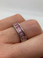K756 Prachtige zilveren ring roze stenen maat 17, Sieraden, Tassen en Uiterlijk, Ringen, 17 tot 18, Ophalen of Verzenden, Dame