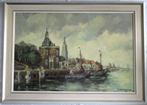 H.C. Kranenburg Stadsgezicht schilderij olieverf op linnen, Antiek en Kunst, Ophalen