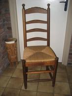 stevige antieke knopstoel met biezen zitting - antiek stoel, Ophalen, Riet of Rotan, Gebruikt, Bruin