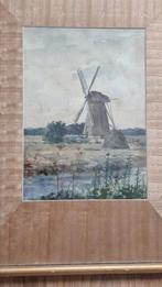 Hendrik Valkenburg schilderij molen aquarel, Antiek en Kunst, Ophalen of Verzenden