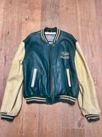 Vintage Redskins Leren Varsity Collegejack Groen/Beige XXL, Kleding | Heren, Jassen | Winter, Overige maten, Ophalen of Verzenden