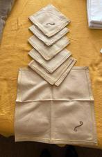 6 servetten katoen met decoratief patroon, Ophalen of Verzenden, Zo goed als nieuw, Beige