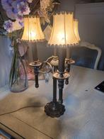 Zeer oude bronzen lamp met kristallen pegels, Antiek en Kunst, Ophalen of Verzenden