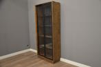 Teak vitrinekast met schuifdeuren 90 cm - Industrieel, 200 cm of meer, Teakhout, Nieuw, 25 tot 50 cm