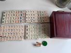 Uniek antiek reisformaat mahjong spel been bamboe majong, Een of twee spelers, Ophalen of Verzenden, Zo goed als nieuw