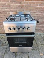 Wiggo RVS Gasfornuis, Witgoed en Apparatuur, Fornuizen, Ophalen, 4 kookzones, Zo goed als nieuw, Gas