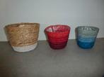 Nieuw riet rieten + jute achtige bloempot bloempotten 4 st., Ophalen, Overige materialen, Rond, Binnen