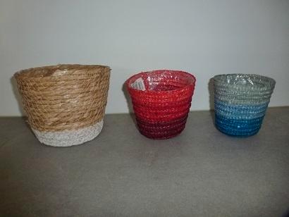 Nieuw riet rieten + jute achtige bloempot bloempotten 4 st., Tuin en Terras, Bloempotten, Nieuw, Overige materialen, Binnen, Minder dan 40 cm