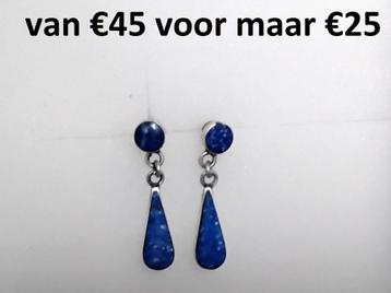 Oorbellen Echt Lapis Lazuli in Sterling Zilver UNIEK  beschikbaar voor biedingen
