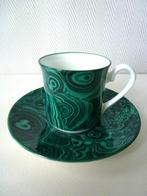 Vintage Malachite Fine Bone China Kop en schotel 1950, Ophalen of Verzenden, Zo goed als nieuw, Overige stijlen, Kop(pen) en/of Schotel(s)