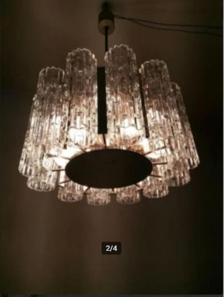 vintage Doria luster hanglamp mid-century, Huis en Inrichting, Lampen | Hanglampen, Zo goed als nieuw, 50 tot 75 cm, Glas, Metaal