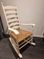 Schommelstoel met rieten zitting, Huis en Inrichting, Stoelen, Ophalen, Gebruikt, Wit, Hout