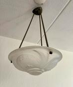 Vintage Art-Deco Glazen Schalenlamp (40 cm), Huis en Inrichting, Lampen | Plafondlampen, Ophalen of Verzenden, Gebruikt, Glas