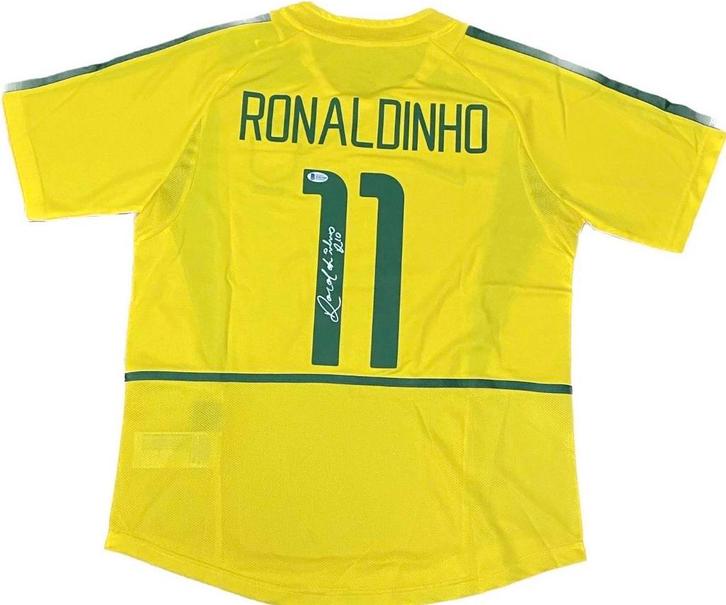 Gesigneerd Ronaldinho shirt - Beckett COA, Sport en Fitness, Voetbal, Zo goed als nieuw, Shirt, Maat M, Ophalen of Verzenden