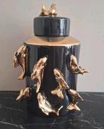 Zwart met gouden vissen pot jar voorraadpot chique, Zwart, Nieuw, Ophalen of Verzenden, X