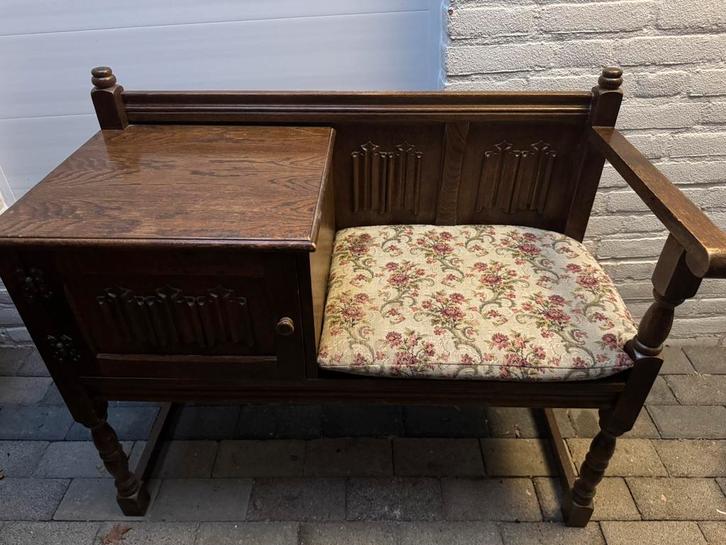 Antiek Bankje met Kastje, Antiek en Kunst, Antiek | Meubels | Stoelen en Banken, Ophalen of Verzenden