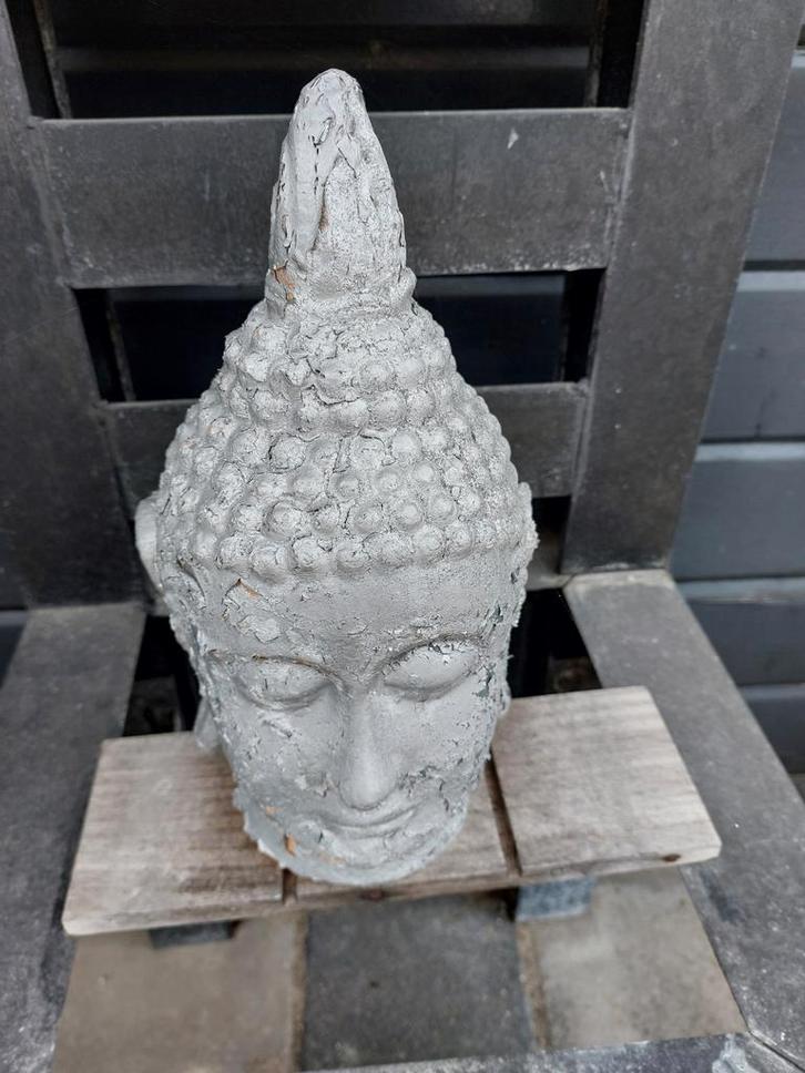 Betonnen Boeddha Hoofd - Tuindecoratie meerdere boeddha's, Huis en Inrichting, Woonaccessoires | Boeddhabeelden, Gebruikt, Ophalen of Verzenden