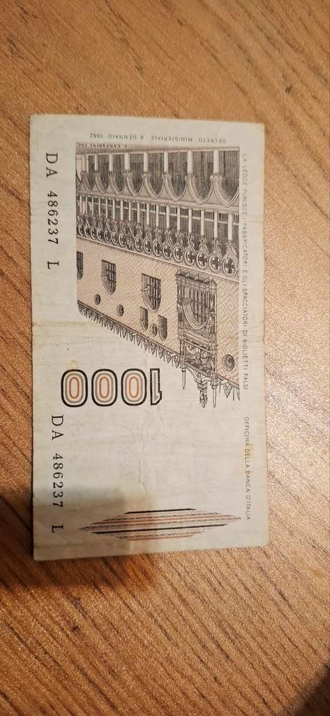 1000 Lire Italië - 1982, Postzegels en Munten, Bankbiljetten | Nederland, Los biljet, Euro's, Ophalen of Verzenden