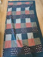 Vintage Quilt Sprei Deken Blauw/Rood/Wit, Ophalen of Verzenden
