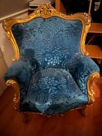 Blauw met goude barok stoel, Antiek en Kunst, Antiek | Meubels | Stoelen en Banken, Ophalen